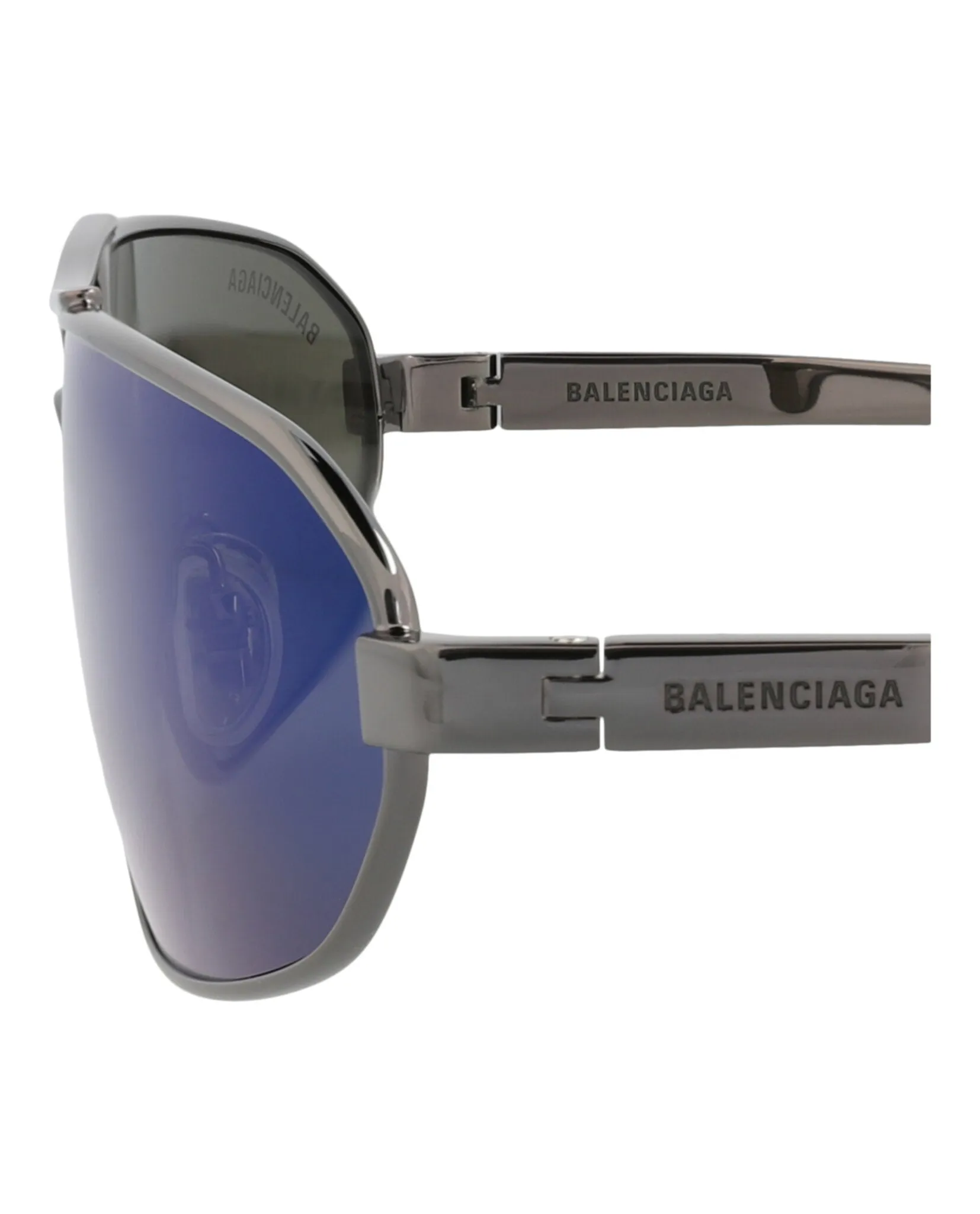 Balenciaga BB 0227S 30013402 004 Shield Metal Ruthenium Sunglasses with Blue Lens sold by Gaffos product image thumbnail 4