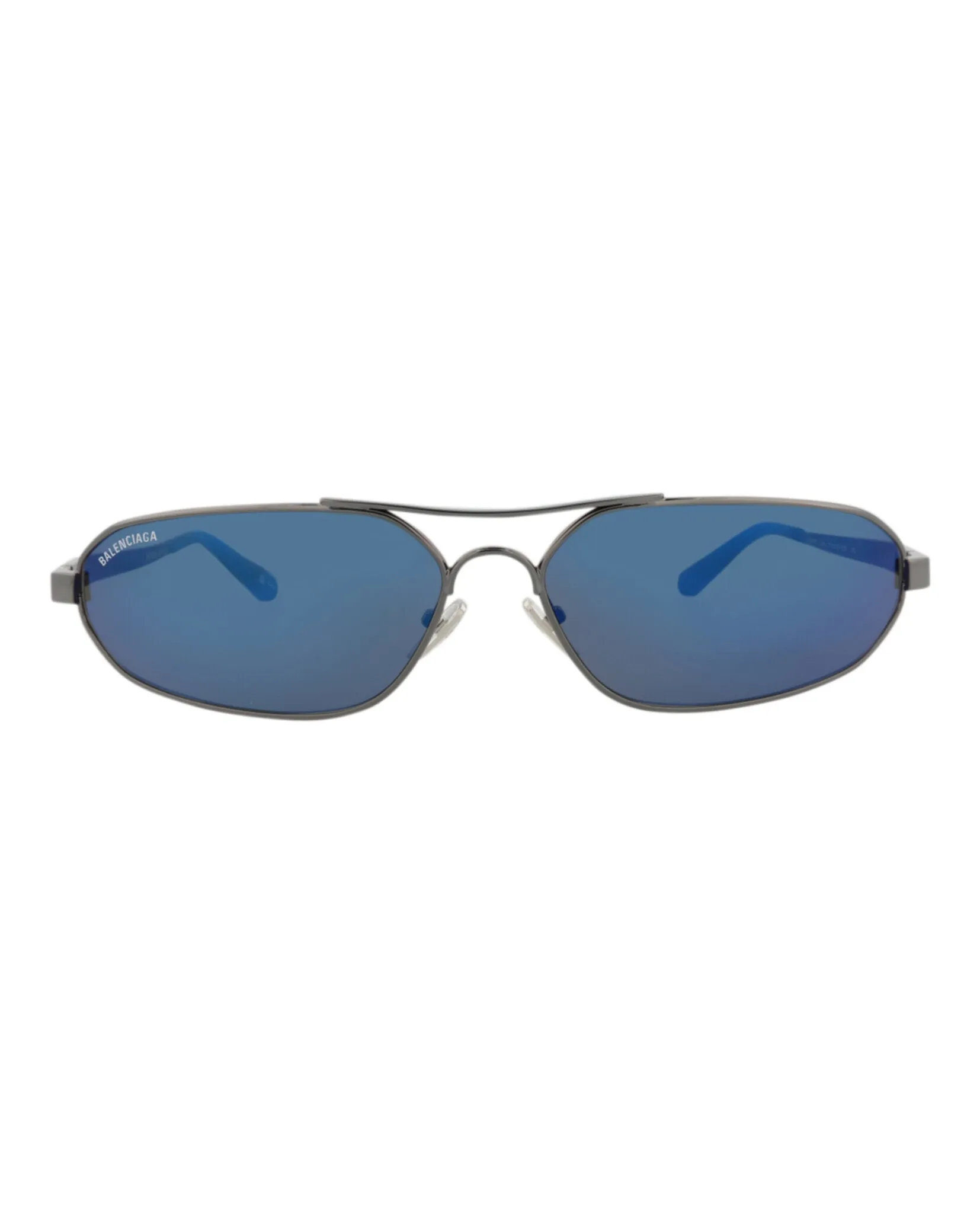 Balenciaga BB 0227S 30013402 004 Shield Metal Ruthenium Sunglasses with Blue Lens sold by Gaffos