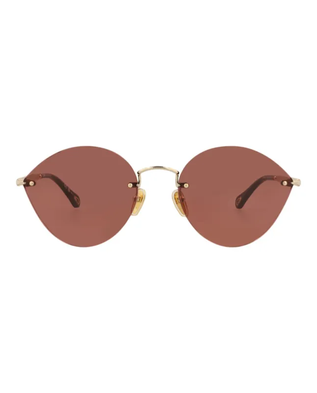 Chloé CH 0253S 30015745 002 Cat-Eye Metal Gold Sunglasses with Red Lens sold by Gaffos