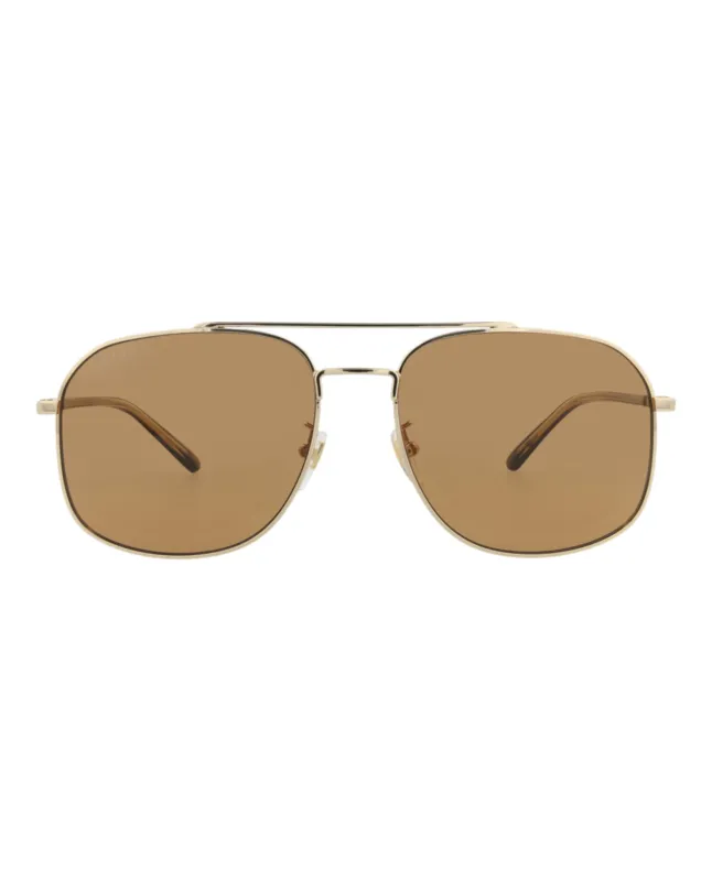 Gucci GG 1351S 30013912 005 Aviator Metal Havana Sunglasses with Brown Lens sold by Gaffos