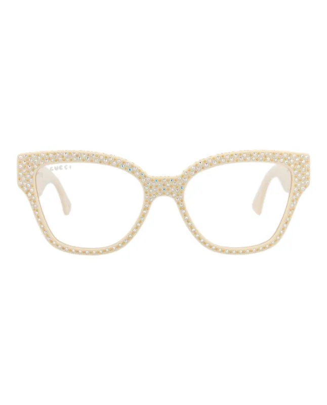 Gucci GG 1424S 30014526 001 Cat-Eye Plastic Ivory Sunglasses with Transparent Lens sold by Gaffos