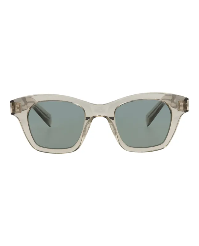 Saint Laurent SL 592 30014072 005 Square Plastic Beige Sunglasses with Green Lens sold by Gaffos