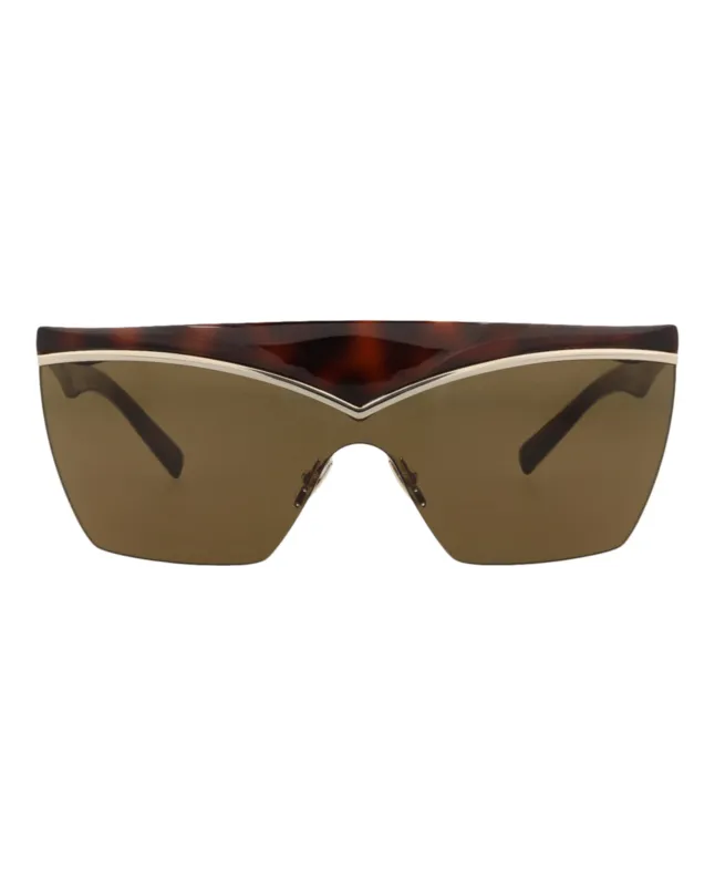 Saint Laurent SL 614MASK 30014960 002 Shield Metal Havana Sunglasses with Brown Lens made by Yves Saint Laurent
