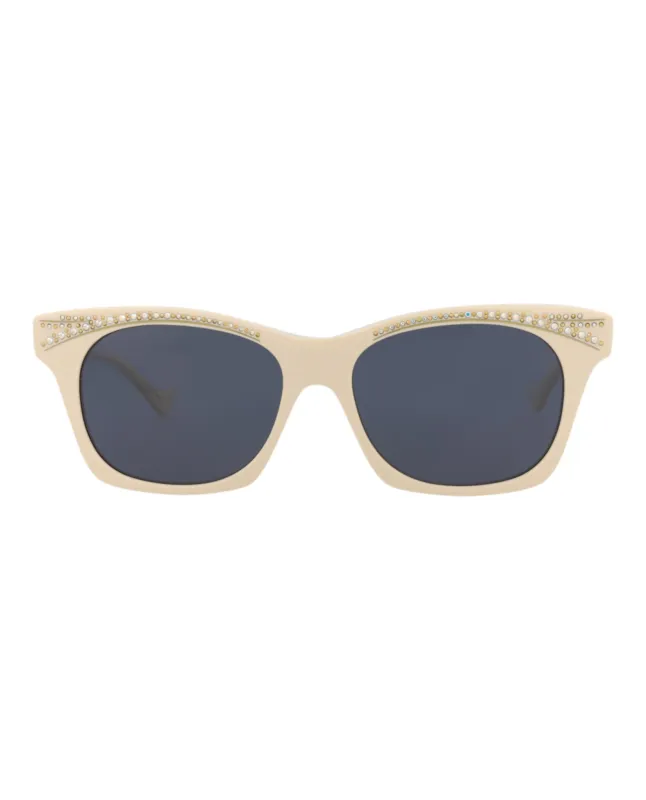 Gucci GG 1299S 30013902 004 Cat-Eye Plastic Ivory Sunglasses with Blue Lens sold by Gaffos