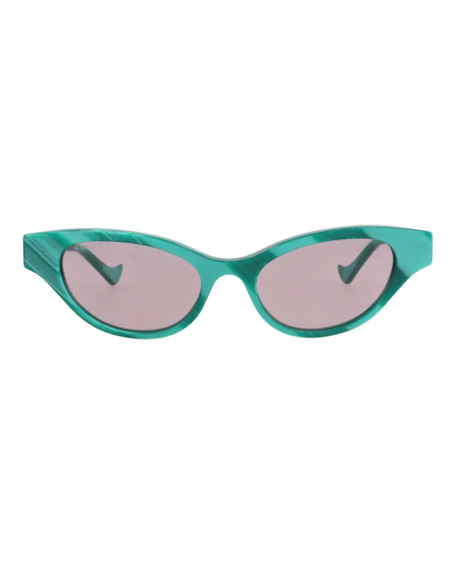 Gucci GG 1298S 30013901 003 Cat-Eye Plastic Green Sunglasses with Violet Lens sold by Gaffos
