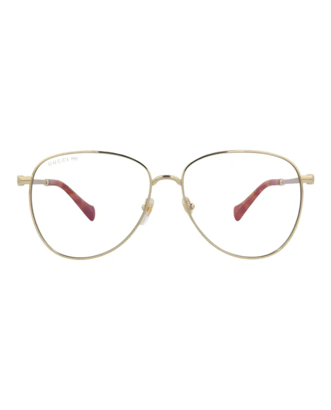 Gucci GG 1419S 30014428 004 Aviator Metal Gold Sunglasses with Transparent Lens sold by Gaffos