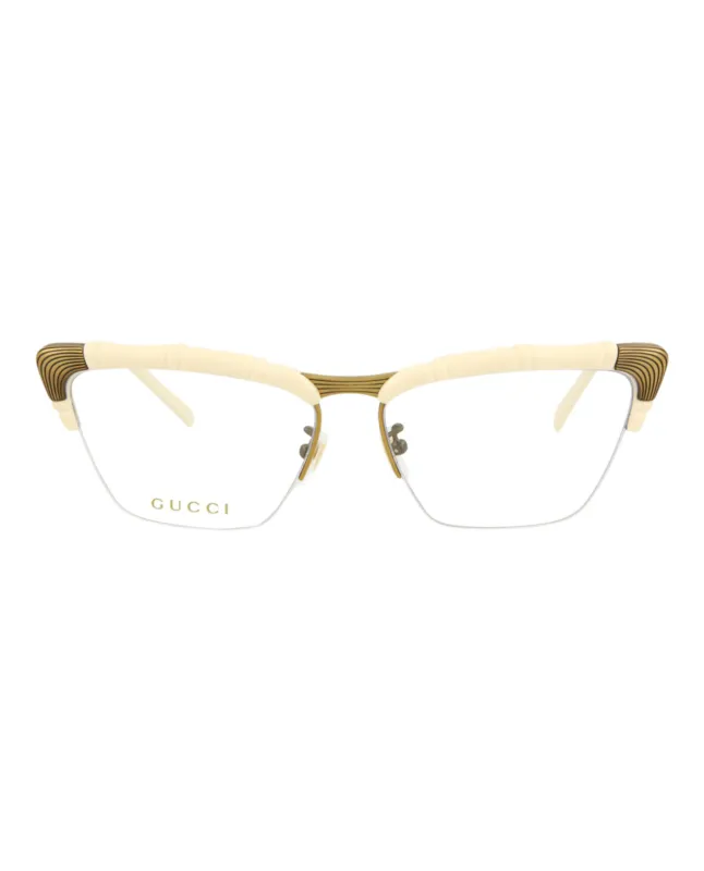 Gucci GG 0660O 30008582 002 Cat-Eye Plastic White Optical Frames with Transparent Lens sold by Gaffos