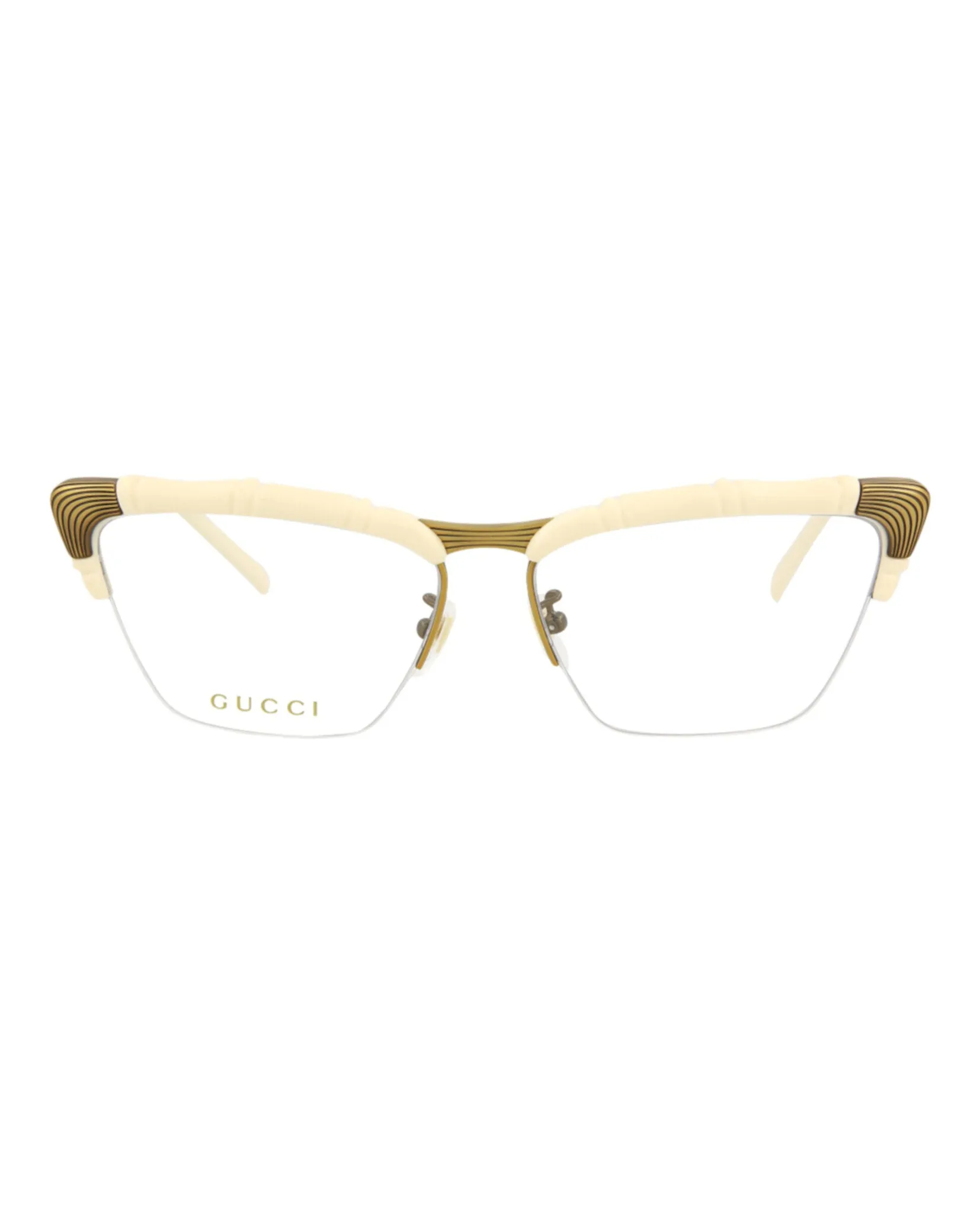 Gucci GG 0660O 30008582 002 Cat-Eye Plastic White Optical Frames with Transparent Lens sold by Gaffos