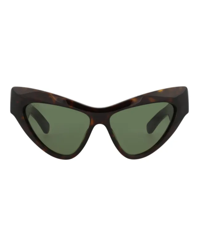 Gucci GG 1294S 30013847 004 Cat-Eye Plastic Havana Sunglasses with Green Lens sold by Gaffos