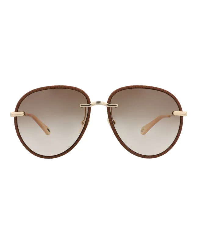 Chloé CH 0187S 30014374 001 Aviator Metal Gold Sunglasses with Brown Lens sold by Gaffos