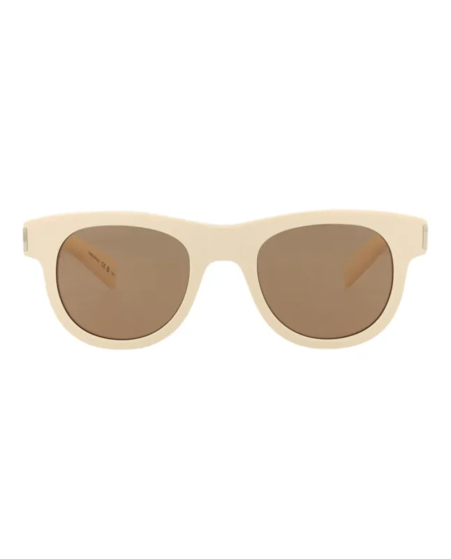 Saint Laurent SL 571 30014069 005 Round Plastic Ivory Sunglasses with Brown Lens sold by Gaffos