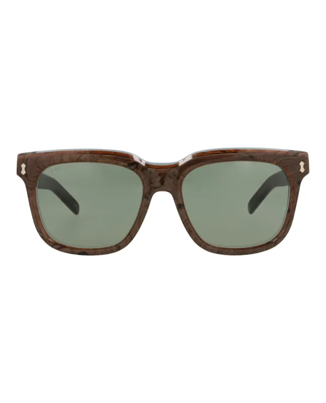 Gucci GG 1523S 30014802 003 Square Plastic Blue Sunglasses with Green Lens sold by Gaffos