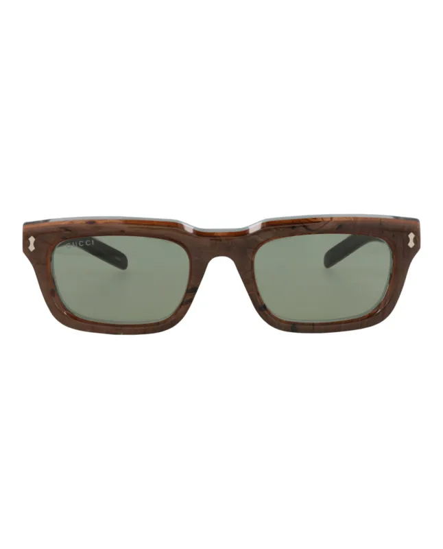 Gucci GG 1524S 30014803 003 Square Plastic Blue Sunglasses with Green Lens sold by Gaffos