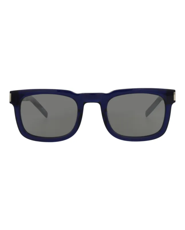 Saint Laurent SL 581 30014111 006 Square Plastic Blue Sunglasses with Silver Lens sold by Gaffos