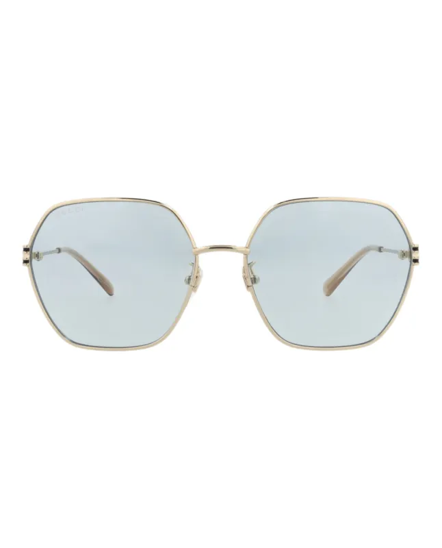 Gucci GG 1285SA 30013954 004 Square Metal Gold Sunglasses with Blue Lens sold by Gaffos