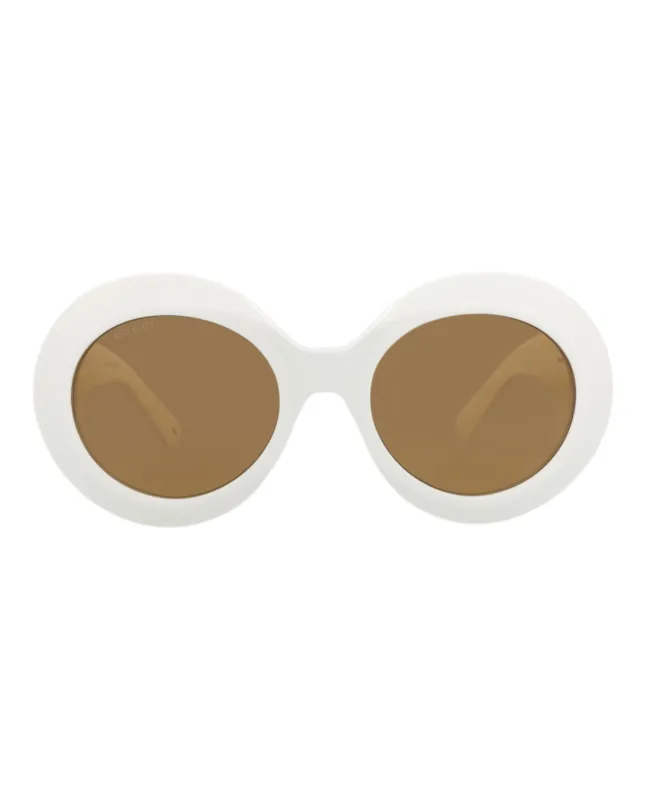 Gucci GG 1647S 30015325 003 Round Plastic White Sunglasses with Brown Lens sold by Gaffos