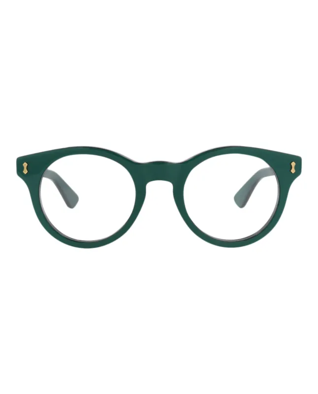 Gucci GG 1266O 30013832 003 Round Plastic Green Optical Frames with Transparent Lens made by Gucci