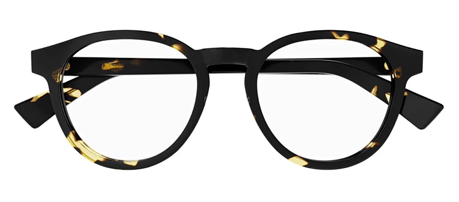 Bottega Veneta NEW CLASSIC BV 1225O 002 Round Plastic Havana Eyeglasses with Logo Stamped Demo Lenses sold by Gaffos