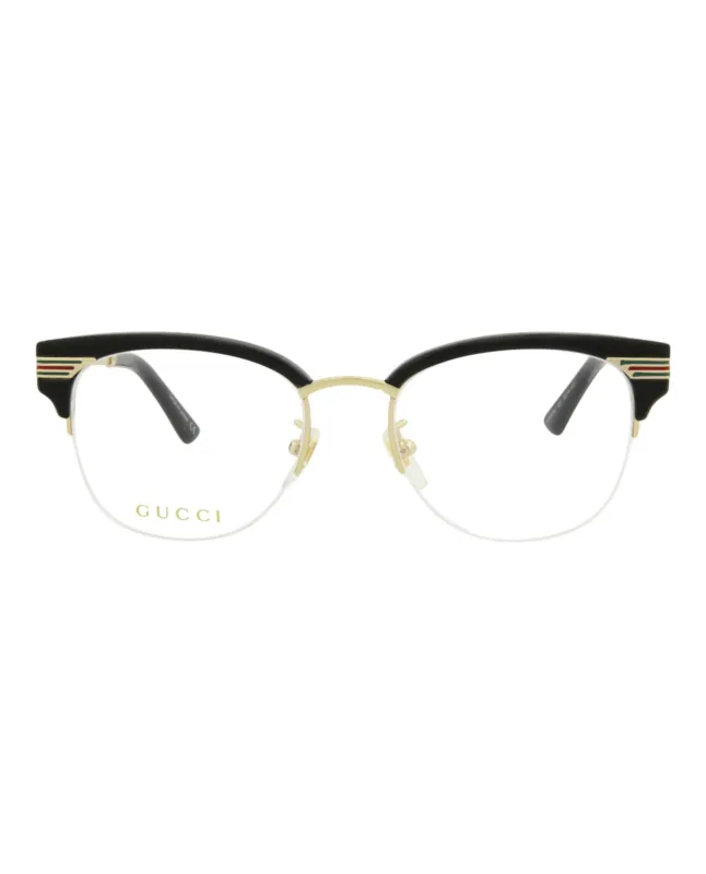 Gucci GG 0201O 30001808 001 Round Plastic Gold Optical Frames with Transparent Lens sold by Gaffos