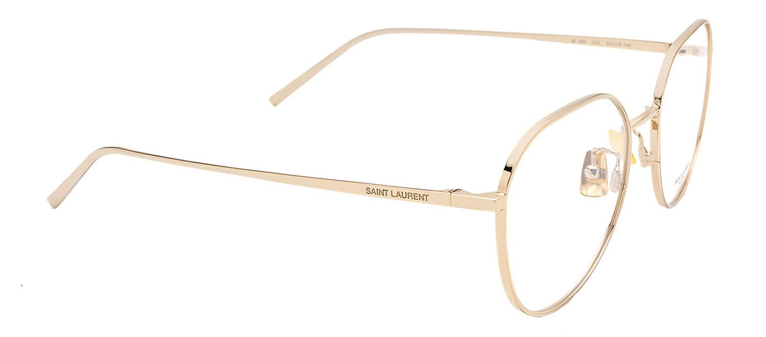 Saint Laurent SL 484O 3 Geometric Metal Gold Eyeglasses with Logo Stamped Demo Lenses sold by Gaffos product image thumbnail 2