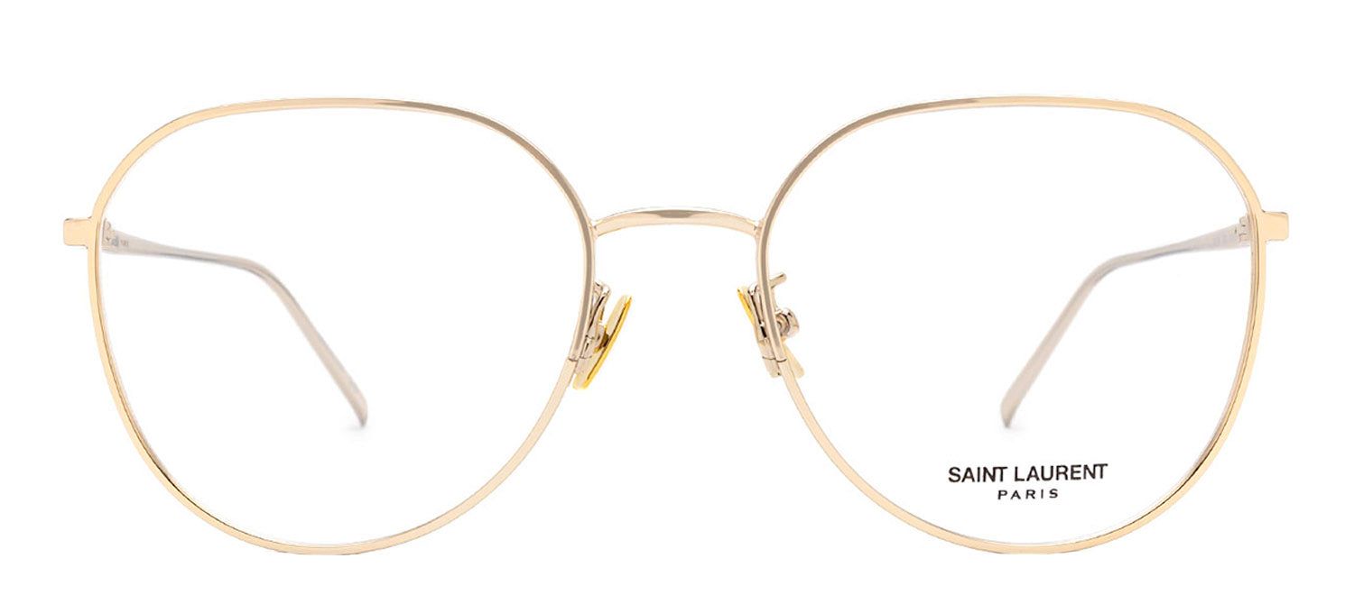 Saint Laurent SL 484O 3 Geometric Metal Gold Eyeglasses with Logo Stamped Demo Lenses sold by Gaffos