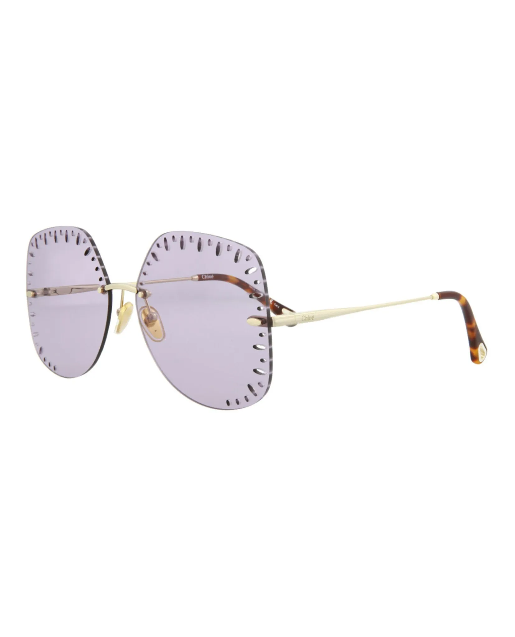 Chloé CH 0111S 30012464 004 Square Metal Gold Sunglasses with Violet Lens sold by Gaffos product image thumbnail 2