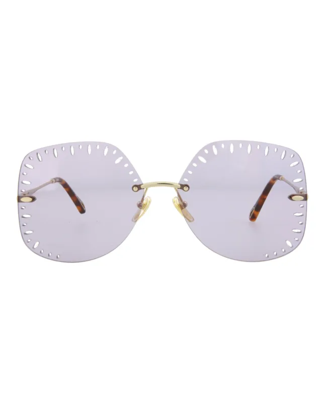 Chloé CH 0111S 30012464 004 Square Metal Gold Sunglasses with Violet Lens sold by Gaffos