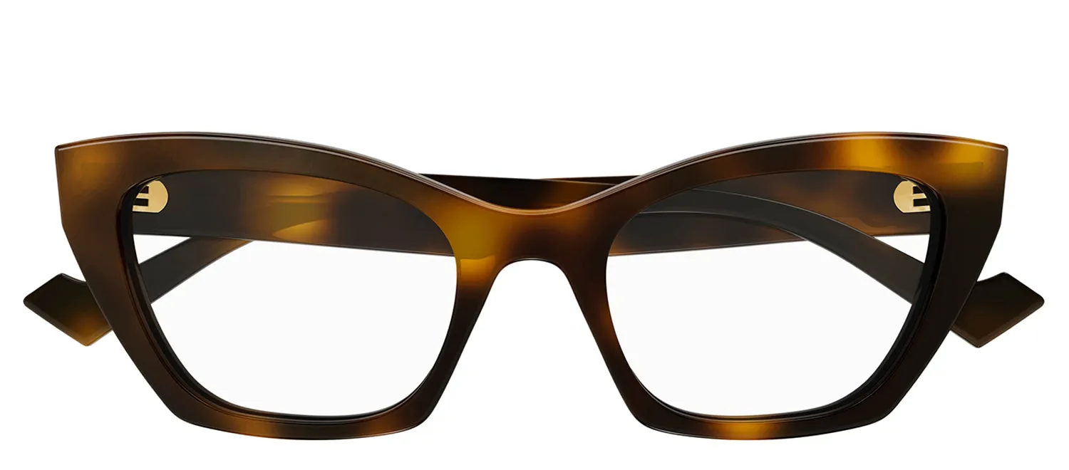 Gucci GG 1334O 002 Cat-Eye Plastic Havana Eyeglasses with Logo Stamped Demo Lenses Lens sold by Gaffos