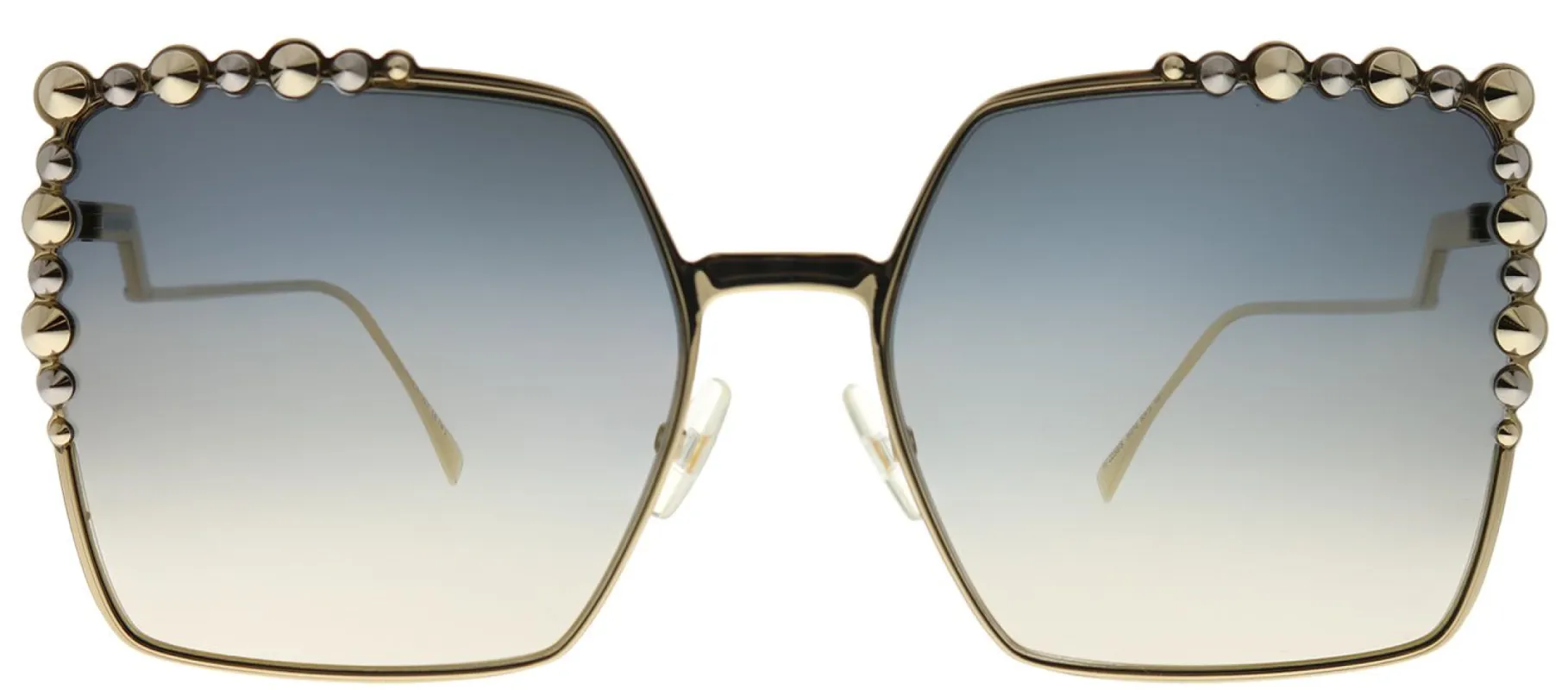 Fendi FF 0259 J5G FQ Square Metal Gold Sunglasses with Silver Mirror Gradient Lens sold by Gaffos