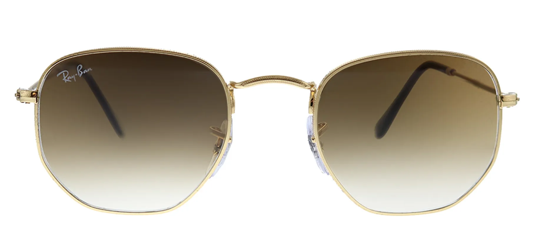 Ray-Ban RB 3548 001/51 Geometric Metal Gold Sunglasses with Brown Gradient Lens made by Ray-Ban