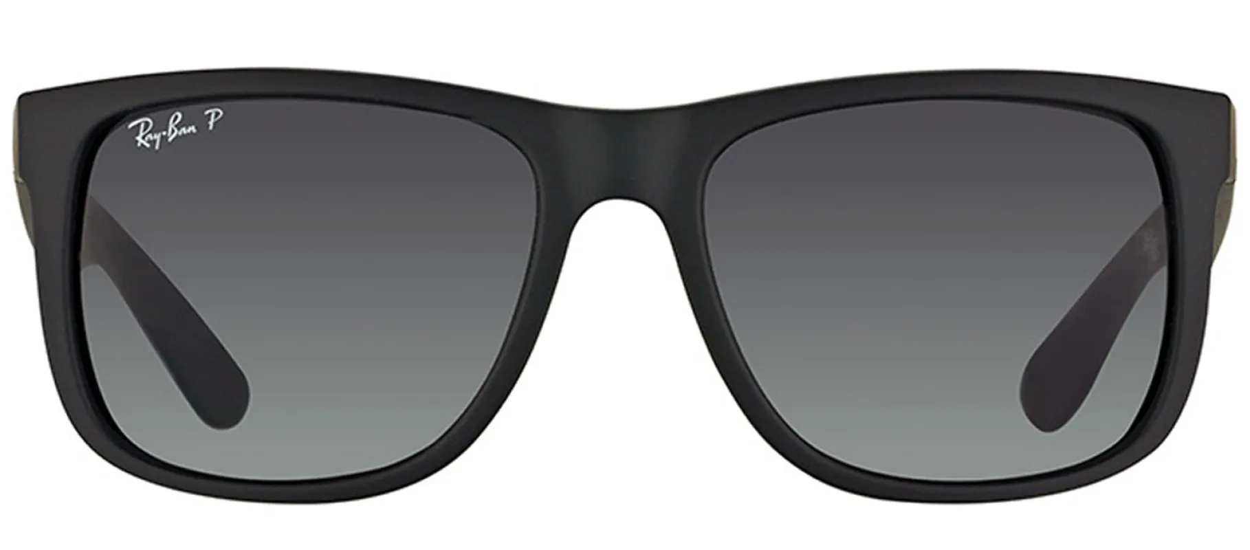 Ray-Ban Justin RB 4165 622/T3 Square Rubber Black Sunglasses with Grey Gradient Polarized Lens made by Gaffos