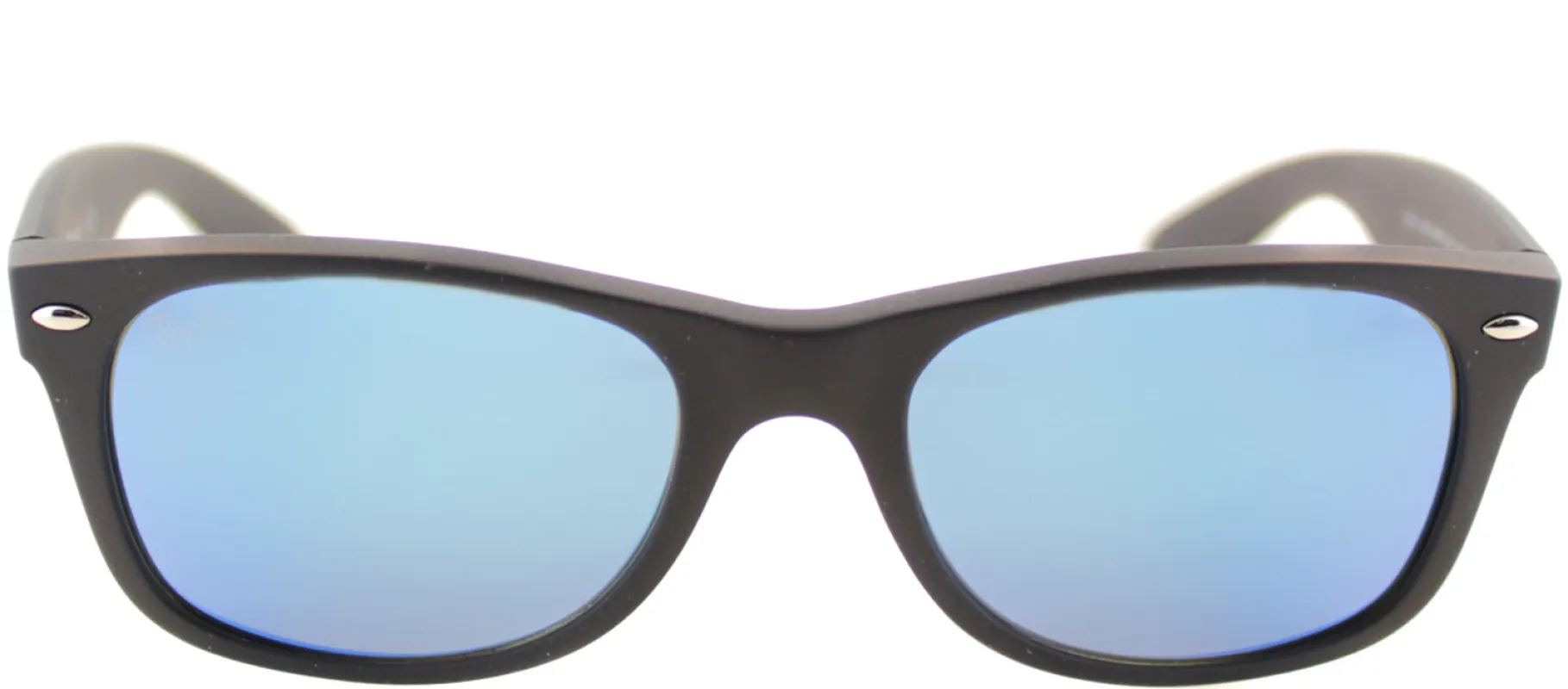 Ray-Ban RB 2132 622/17 Wayfarer Plastic Black Sunglasses with Blue Mirror Lens made by Ray-Ban