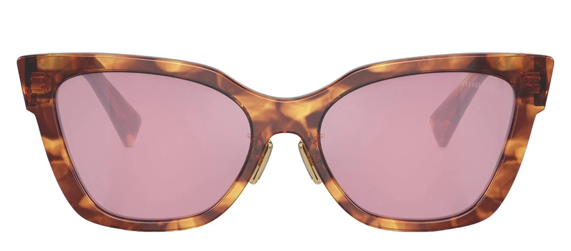 Miu Miu MU 02ZS 11Q50D Square Plastic Havana Sunglasses with Red Lens made by Miu Miu