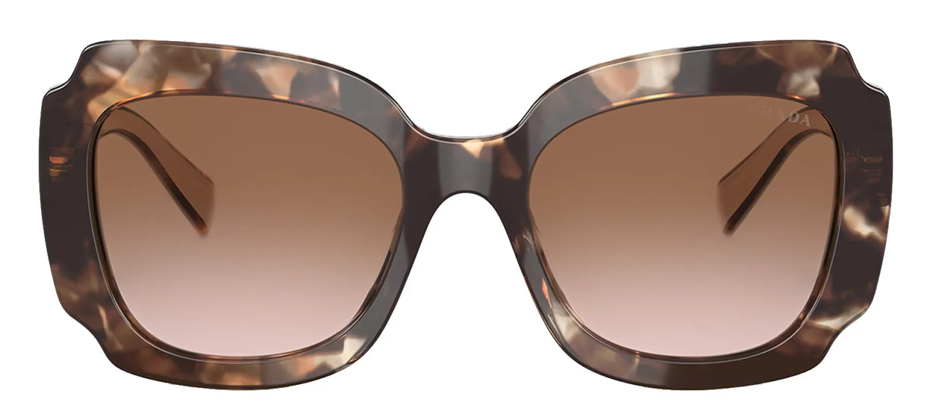 Prada PR 16YS 01R0A6 Irregular Plastic Havana Sunglasses with Brown Gradient Lens made by Prada