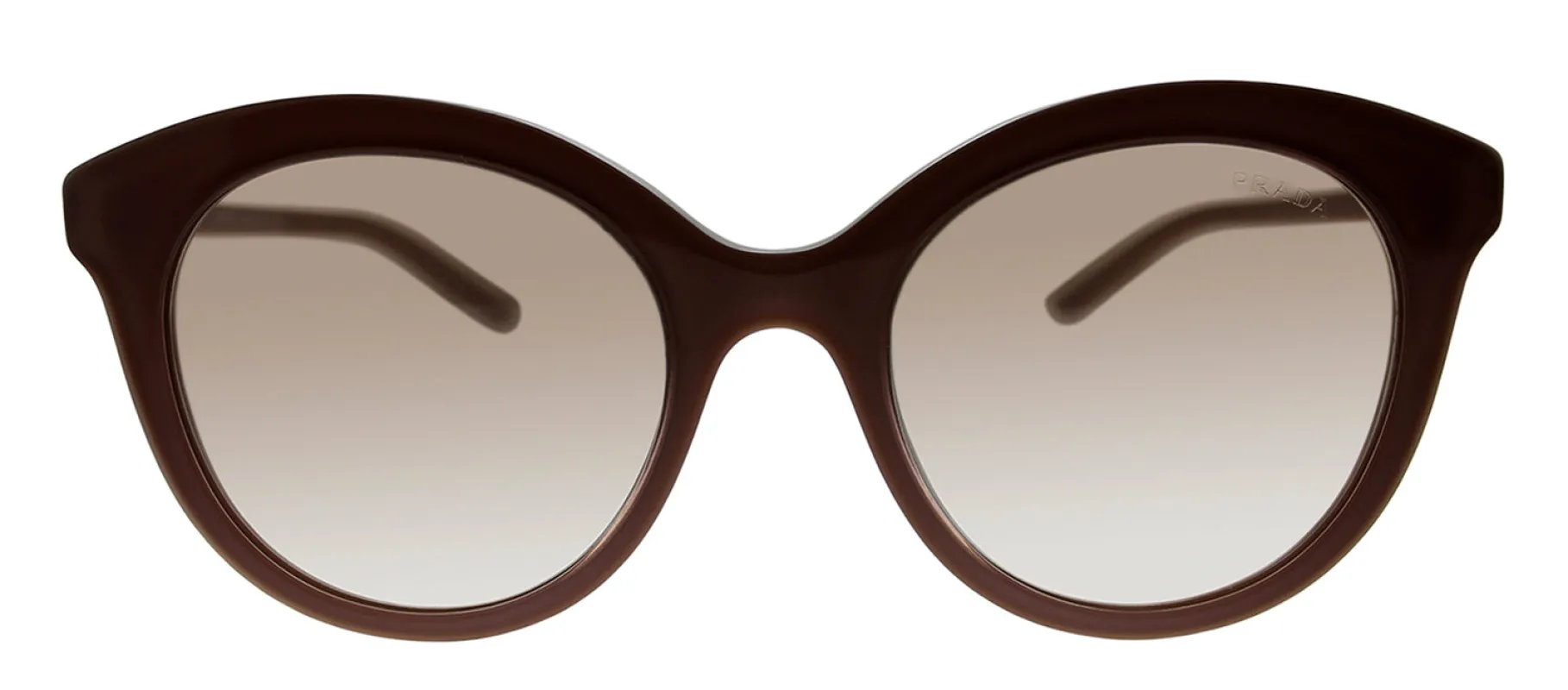 Prada PR 02YS 01Y1L0 Round Plastic Brown Sunglasses with Brown Gradient Lens made by Prada