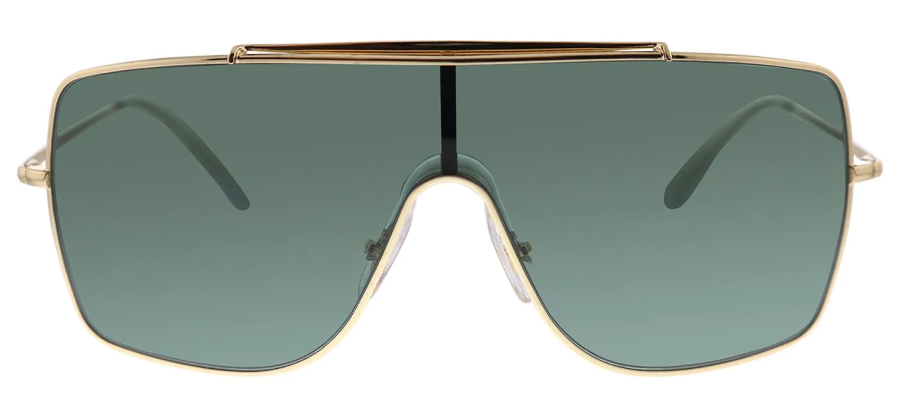 Ray-Ban RB 3697 905071 Shield Metal Gold Sunglasses with Green Lens made by Ray-Ban