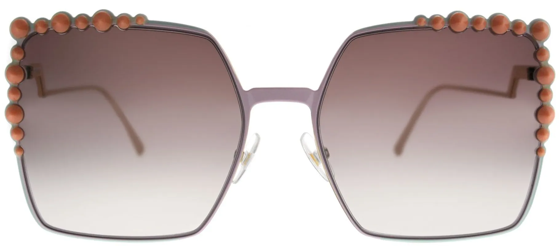 Fendi FF 0259 35J Square Metal Pink Sunglasses with Brown Mirror Gradient Lens sold by Gaffos