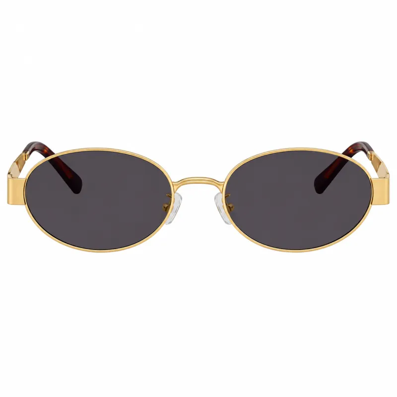 Tory Burch TY 6116 33461A Oval Metal Gold Sunglasses with Purple Lens made by Tory Burch