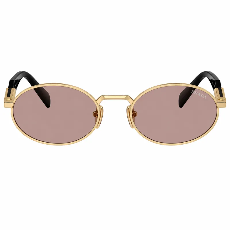 Prada PR 65ZS ZVN20I Oval Metal Gold Sunglasses with Purple Lens made by Prada