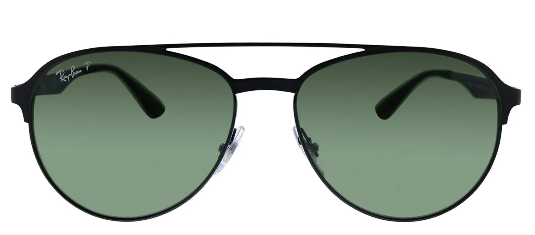 Ray-Ban RB 3606 186/9A Pilot Metal Black Sunglasses with Green Polarized Lens sold by Gaffos