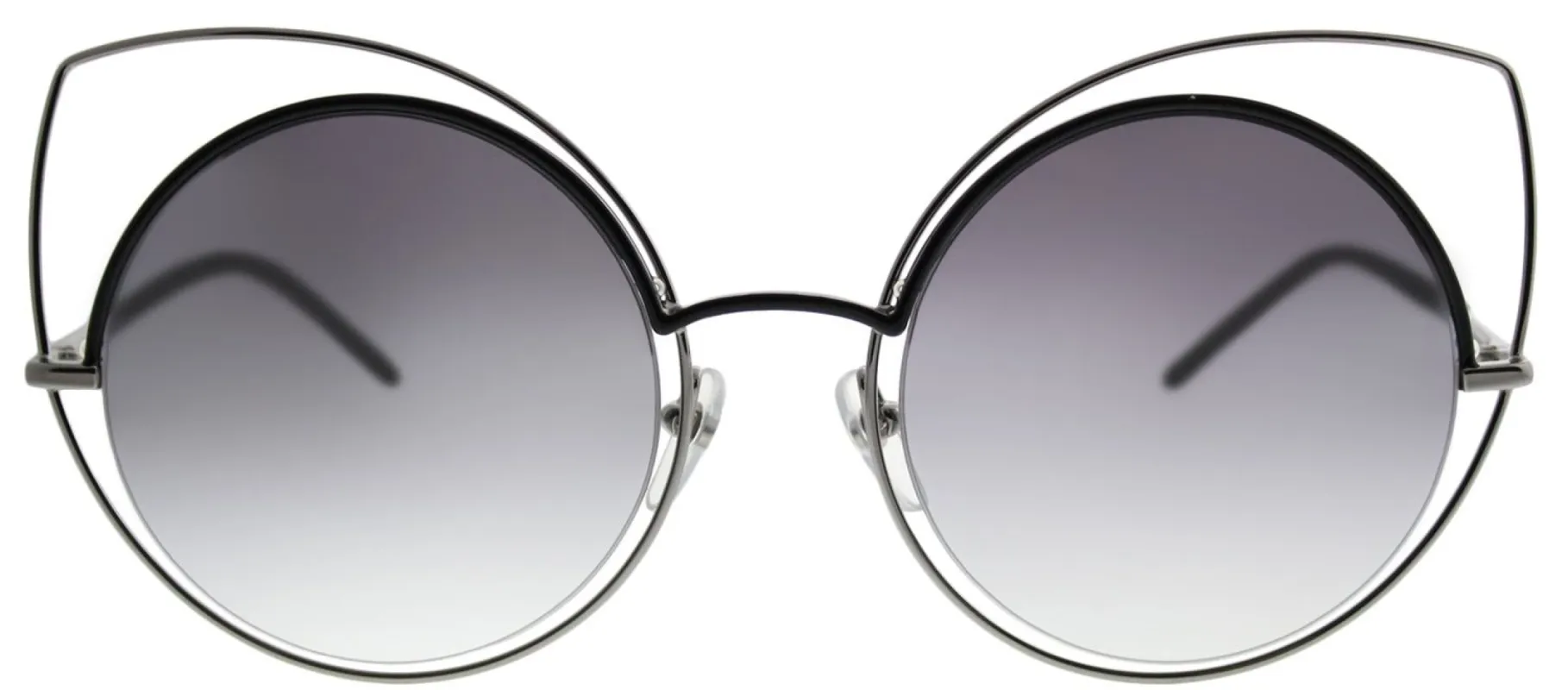 Marc Jacobs MARC 10 25K Cat-Eye Metal Silver Sunglasses with Silver Mirror Lens made by Gaffos