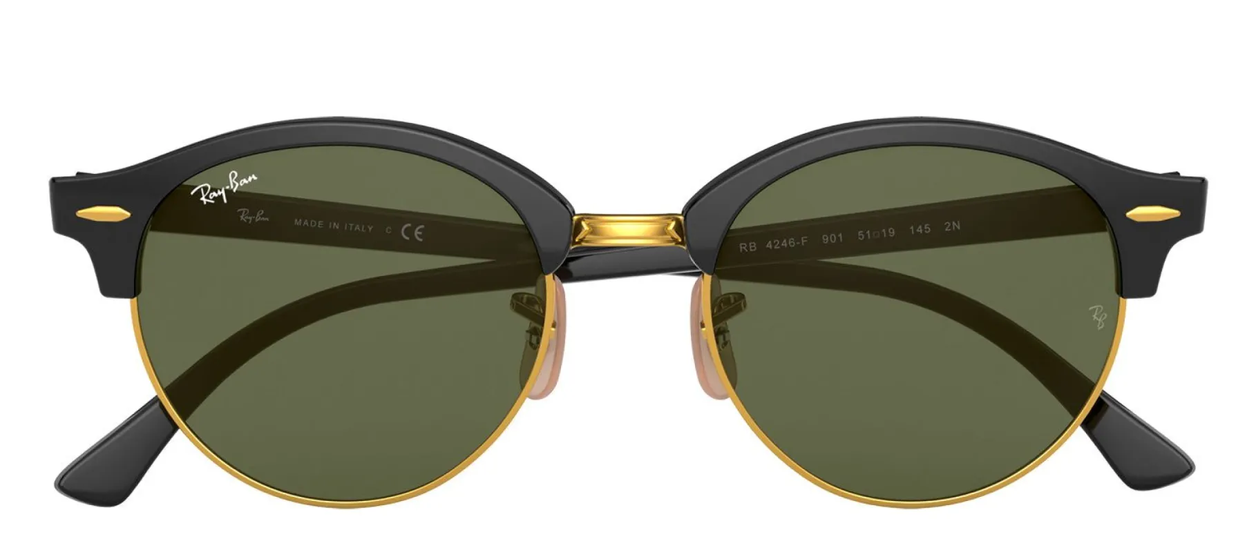 Ray-Ban RB 4246F 901 Round Plastic Black Sunglasses with Green Lens sold by Gaffos