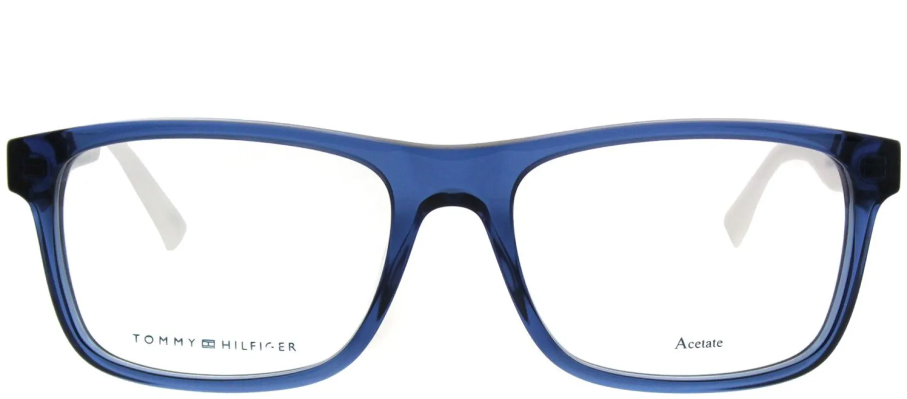 Tommy Hilfiger TH 1282 FMW Rectangle Plastic Blue Eyeglasses with Demo Lens made by Gaffos