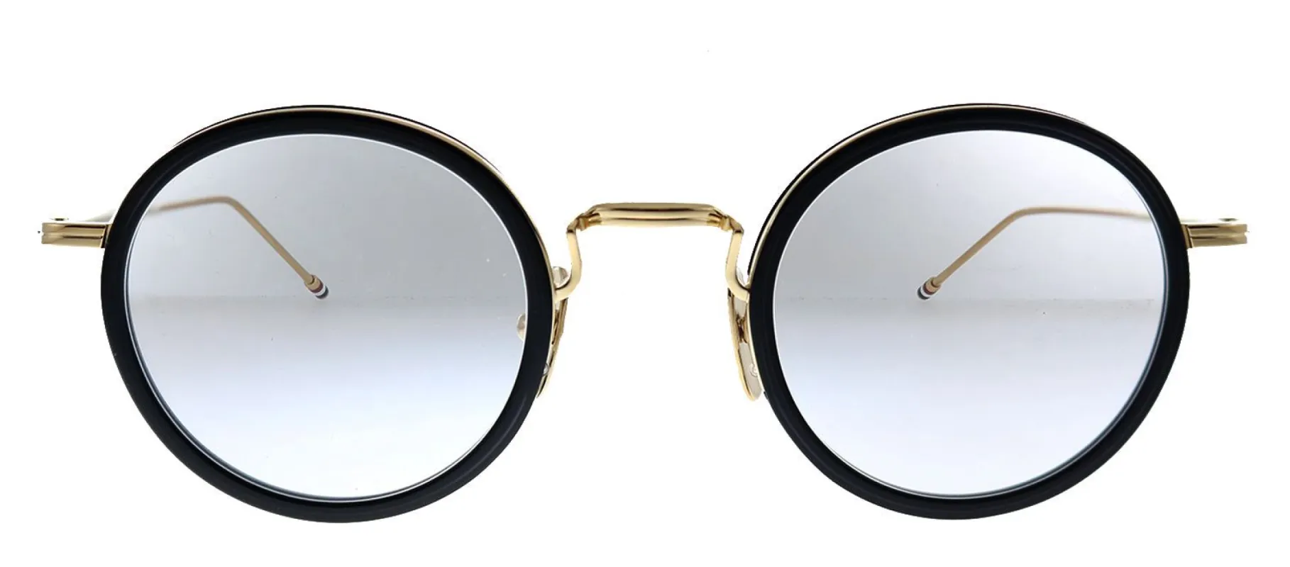 Thom Browne TB TBX906-46-01 Round Metal Black Eyeglasses with Clear Lens made by Gaffos