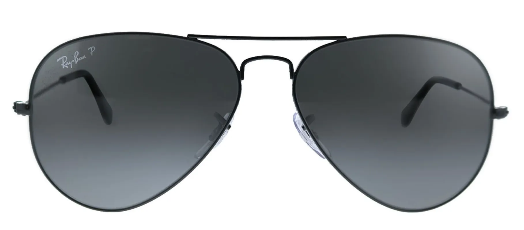 Ray-Ban RB 3025 002/48 Aviator Metal Black Sunglasses with Black Polarized Lens sold by Gaffos