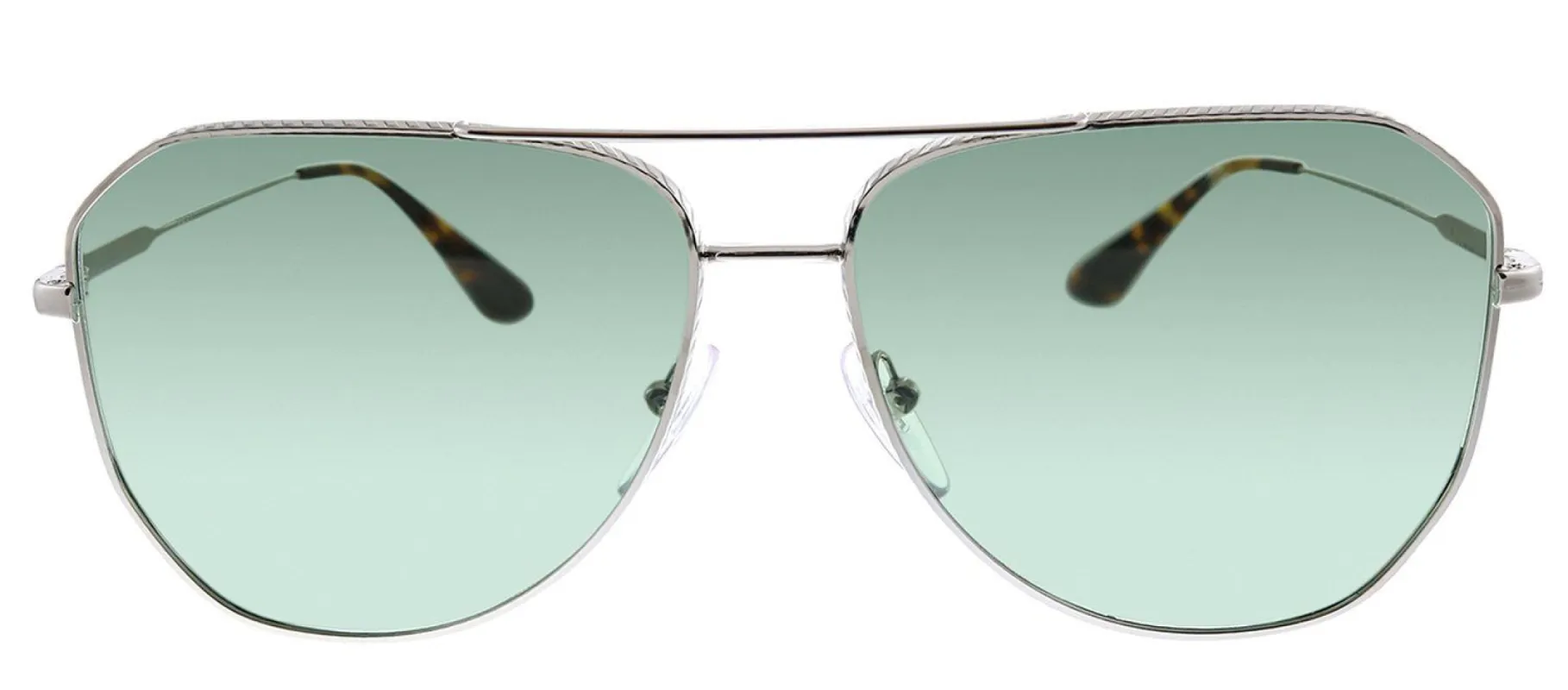 Prada PR 63XS 1BC02D Geometric Metal Silver Sunglasses with Green Lens sold by Gaffos