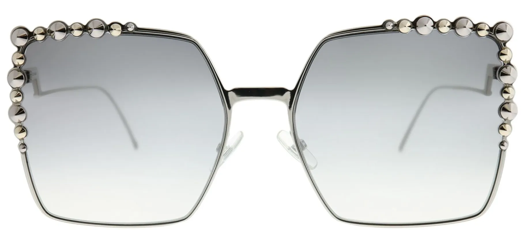 Fendi FF 0259 010 IC Square Metal Silver Sunglasses with Silver Mirror Gradient Lens sold by Gaffos