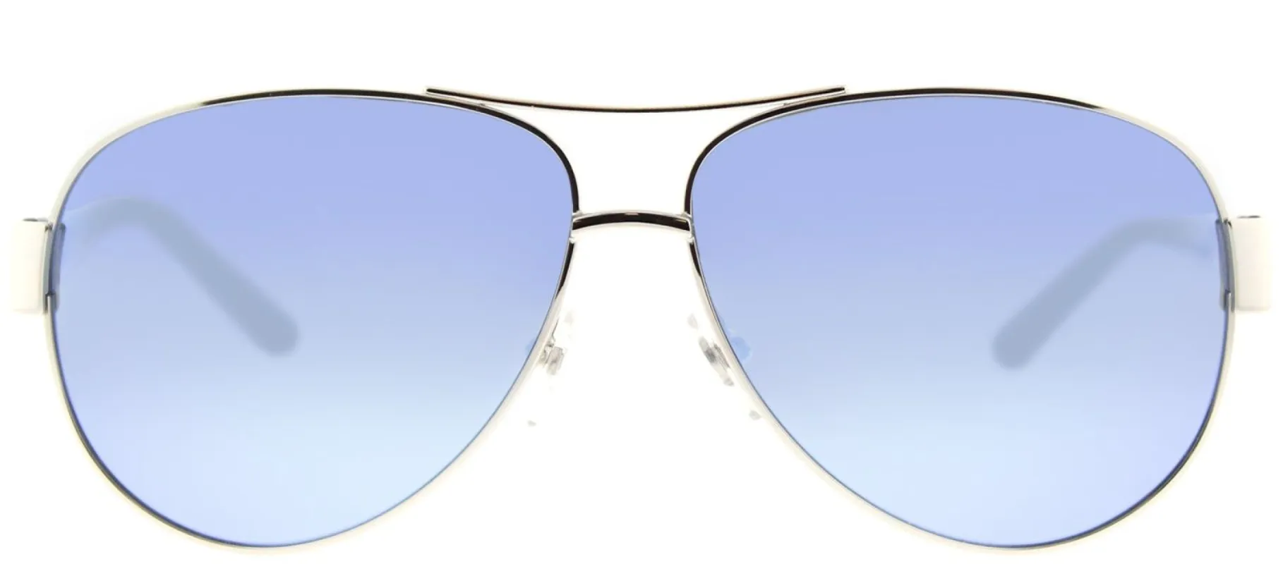 Tory Burch TY 6057 324322 Aviator Metal Silver Sunglasses with Blue Flash Mirrored Polarized Lens made by Gaffos
