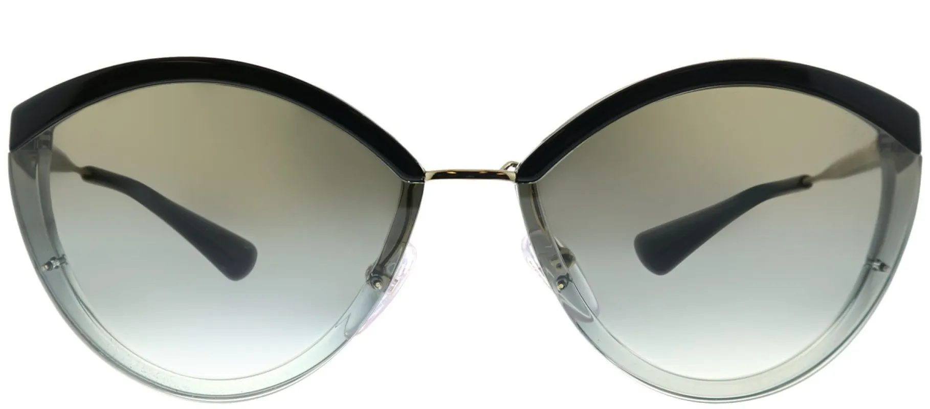 Prada PR 07US U435O0 Oval Metal Black Sunglasses with Silver Mirror Lens sold by Gaffos