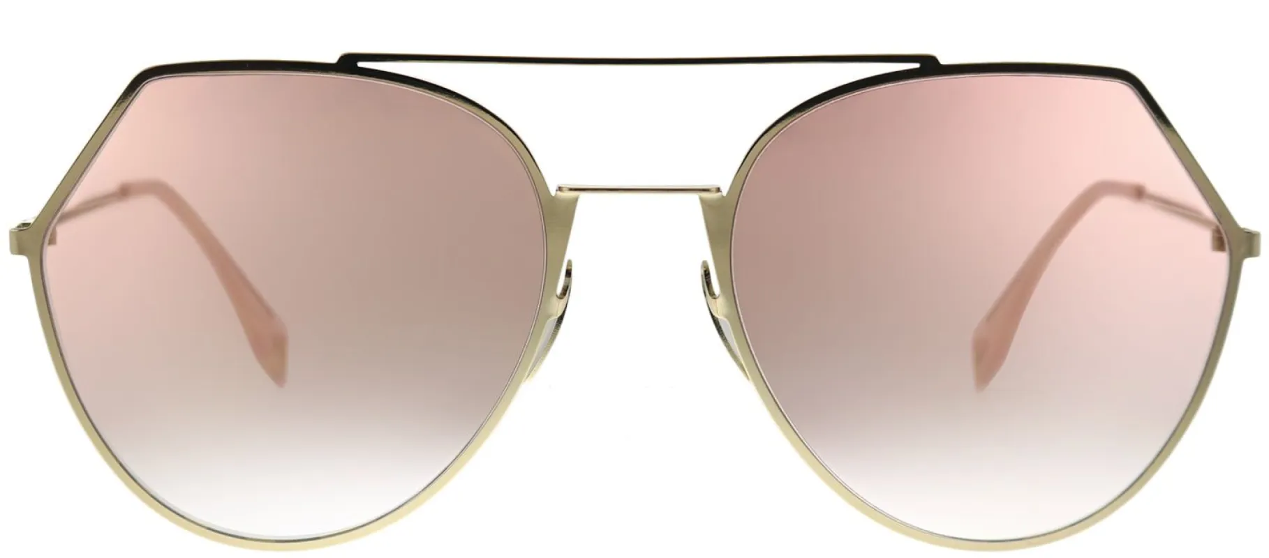 Fendi FF 0194 OBL Aviator Metal Gold Sunglasses with Pink Fendi Logo Mirror Lens sold by Gaffos